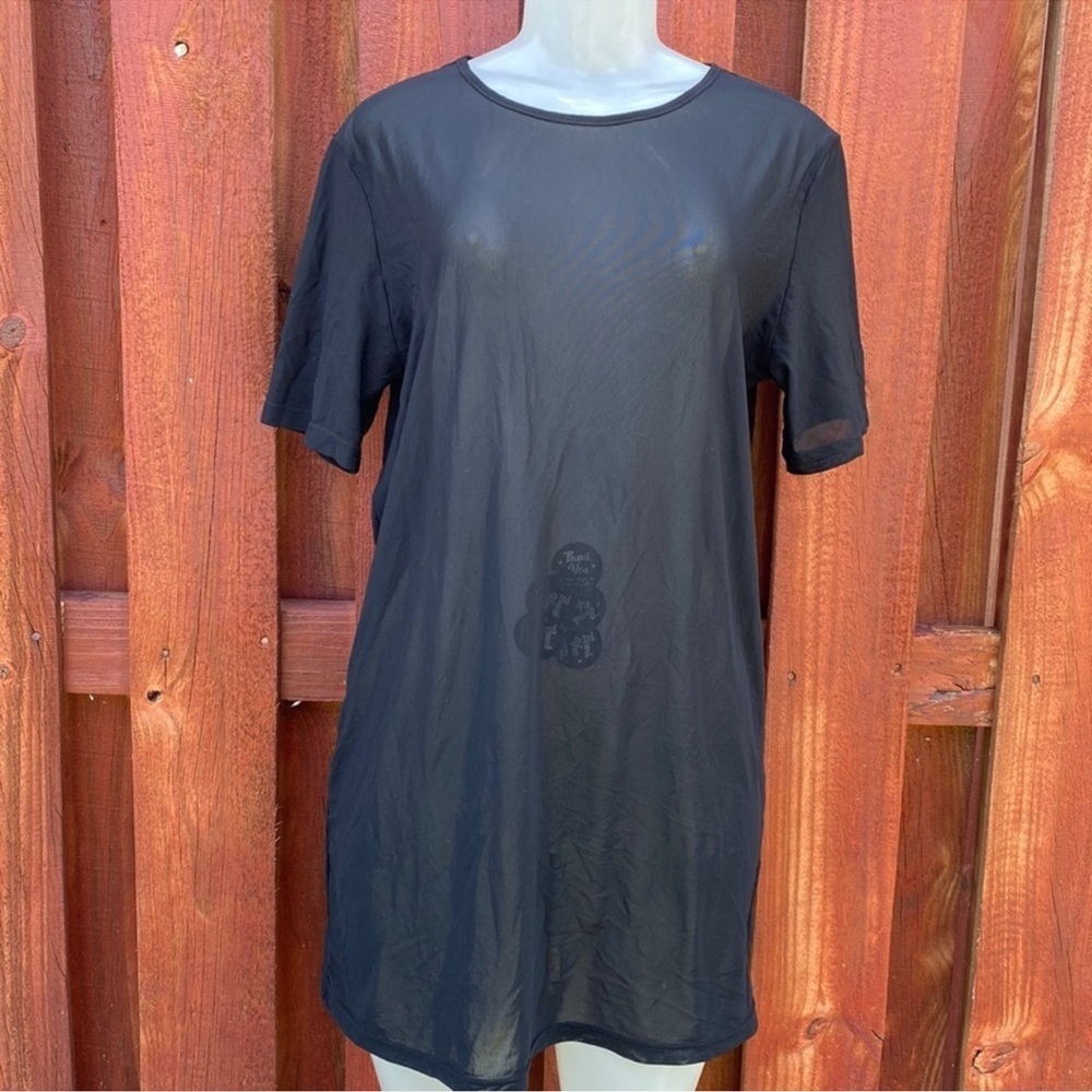 SHEIN Sheer Black Short Sleeve Tee Relaxed Fit Size M